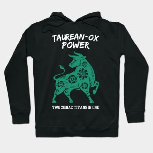 Funny Taurus Zodiac Sign - Taurean-Ox Power, Two Zodiac Titans in One - White Hoodie